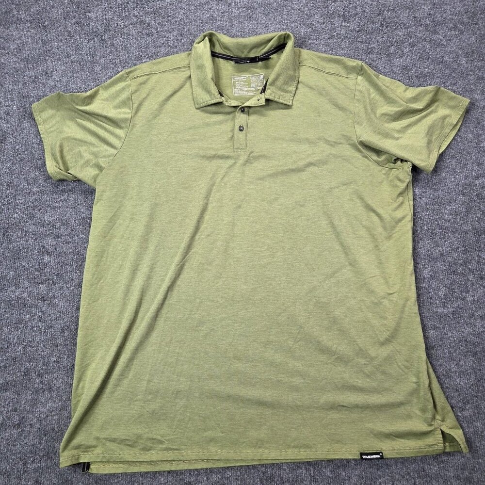 Truewerk Polo Shirt Mens‎ 2XL Green EDO Performance Workwear Lightweight Tech